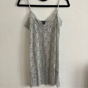 Vintage Bozzolo Slate Grey Lace Slip Size L See Through
